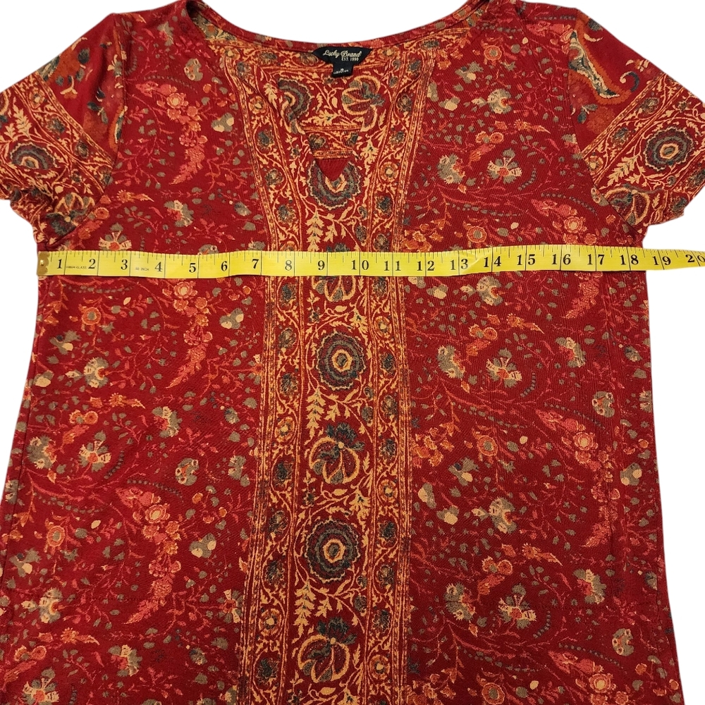 Lucky Brand Boho Short Sleeve Mini Shift Dress Size S - Picture 9 of 10